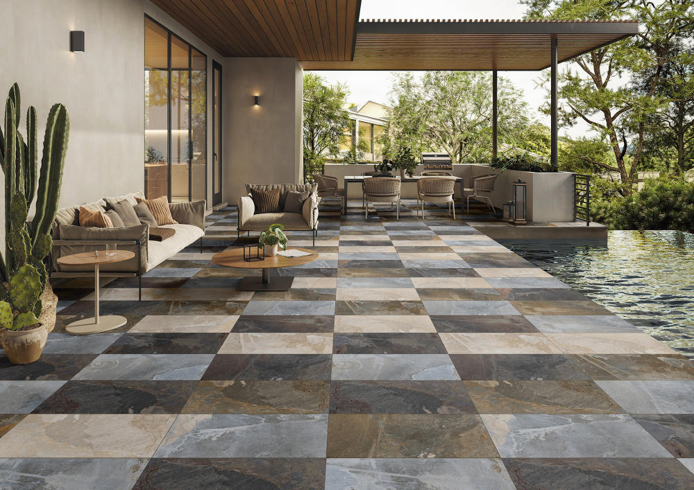 Terrasse carrelée moderne